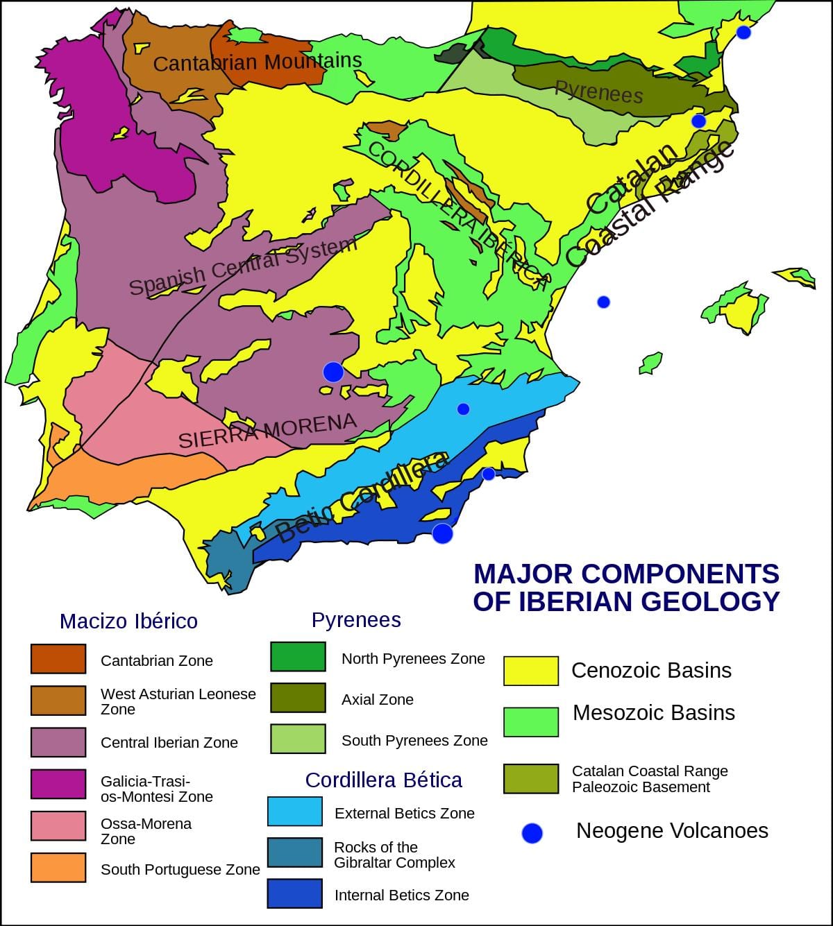 mapa Hiszpanii geologicznych