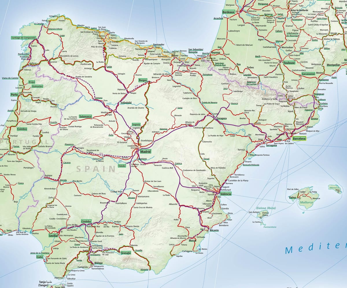 mapa Hiszpanii Dworzec