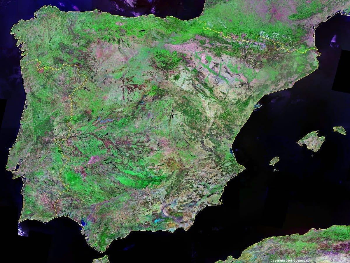 mapa satelitarna Hiszpanii
