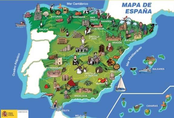 mapa Hiszpanii pomniki