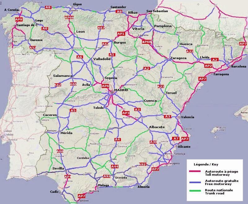 mapa dróg Hiszpania