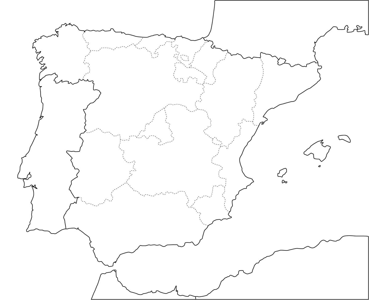 zwykła mapa Hiszpanii