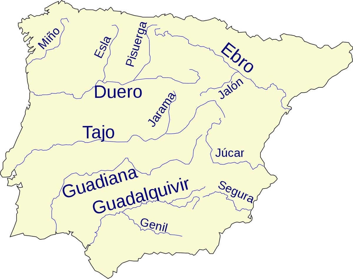 Rzeki Hiszpanii mapa