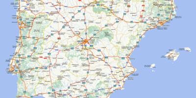Drogowa mapa Hiszpanii z miastami