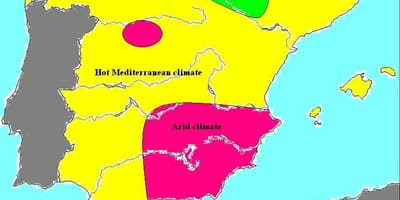 Mapa Hiszpanii klimat