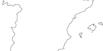 Mapa konturowa z miastami Hiszpanii