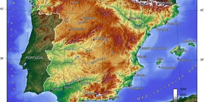 Mapa Hiszpanii wysokości