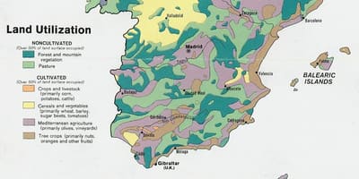 Mapa Hiszpanii rolnictwo