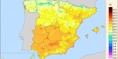 Mapa Hiszpanii temperatura