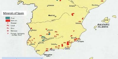 Mapa Hiszpanii zasoby naturalne