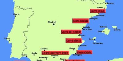 Mapa południa Hiszpanii w kurortach