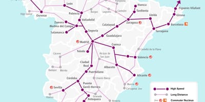 Hiszpania kolejowe renfe mapie