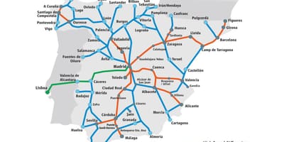 W Hiszpanii szybki pociąg mapa