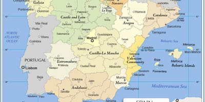 Mapa Hiszpanii polityczne